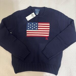Polo by Ralph Lauren Navy Sweater with Flag Design
